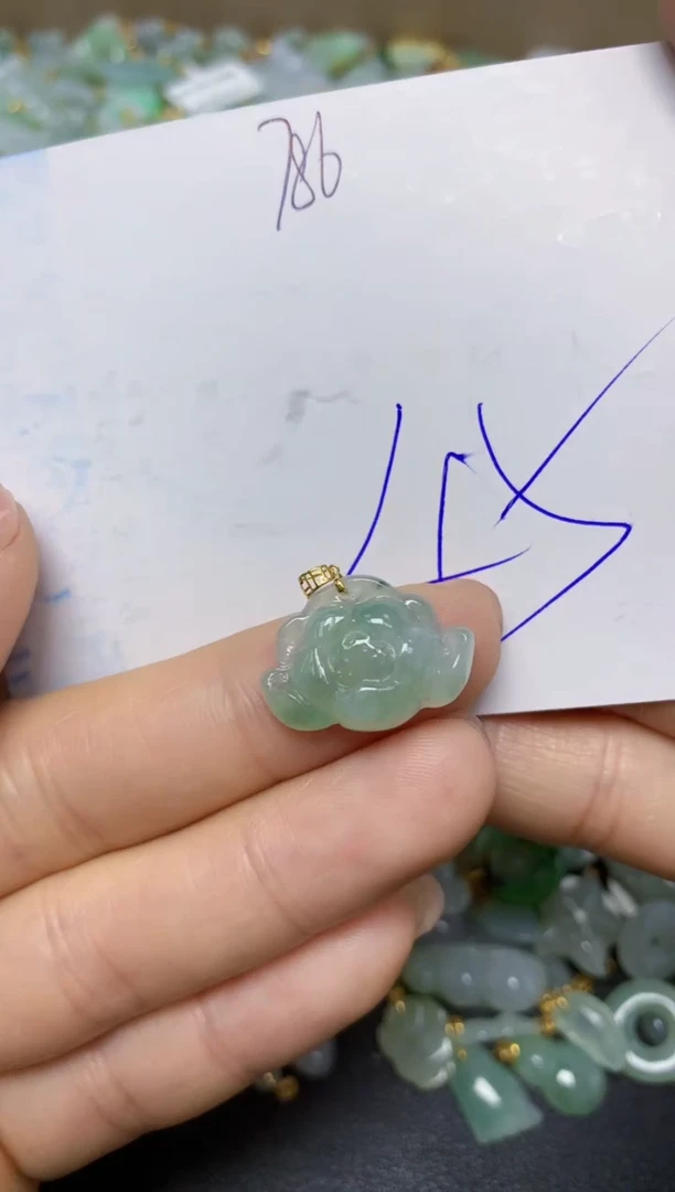 【闪购商品】翡翠挂件18K金镶嵌 天然翡翠A货