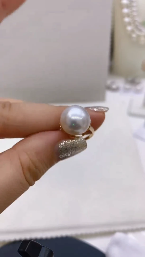 14K金镶嵌海水珍珠戒指76 13-14mm