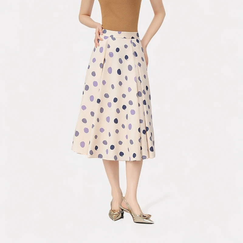 GIRDEAR/哥弟新款气质高腰百搭伞裙优雅通勤大气复古裙1200319