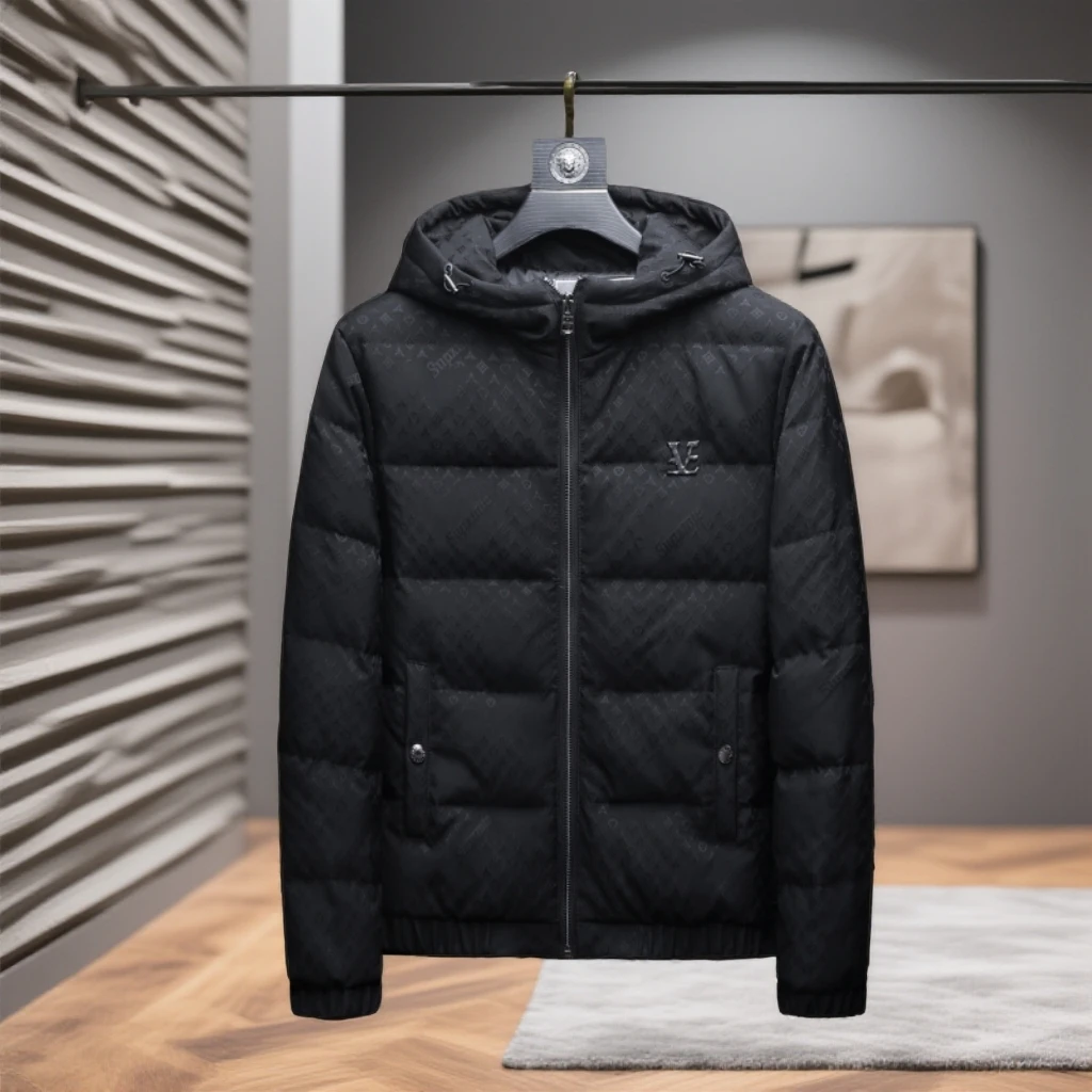 诺顿雷斯休闲提花连帽羽绒服男冬新款男士青年大码加厚保暖羽绒衣