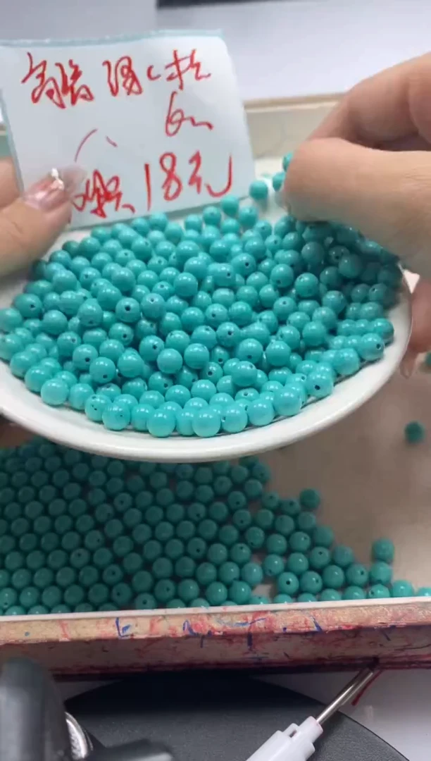 【闪购商品】玛瑙/玉髓颈饰未镶嵌w821高瓷绿*松6mm*30颗