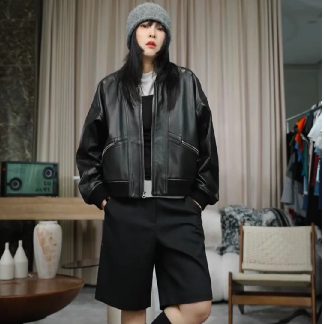 EANSSY G 2025秋冬小夹克真皮羊皮敦实质感皮衣外套2DI0301