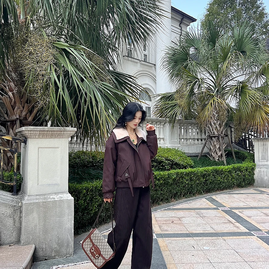 LA.Sheila“心动”羊毛领口袋飘带羽绒服254-YRF/1016-250067