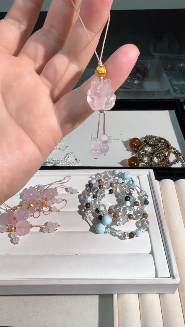 水晶手链未镶嵌U003粉水风水挂件