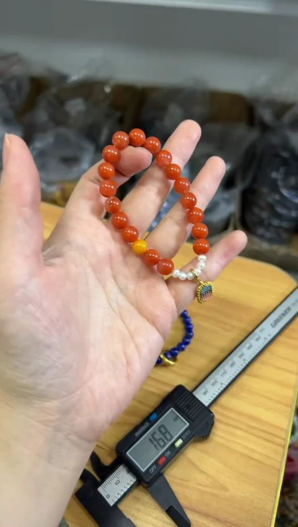 玛瑙/玉髓手链未镶嵌孤品南红玛瑙蜜蜡款手链[0166]