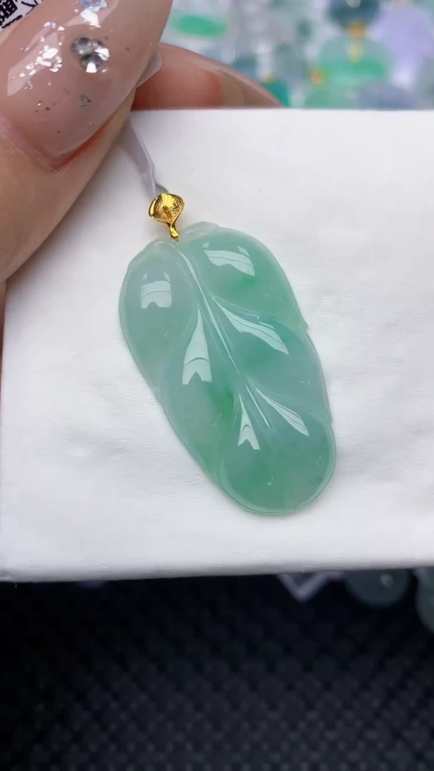 颈饰18K金镶嵌翡翠天然缅甸翡翠a货百元以上9元证书费自理