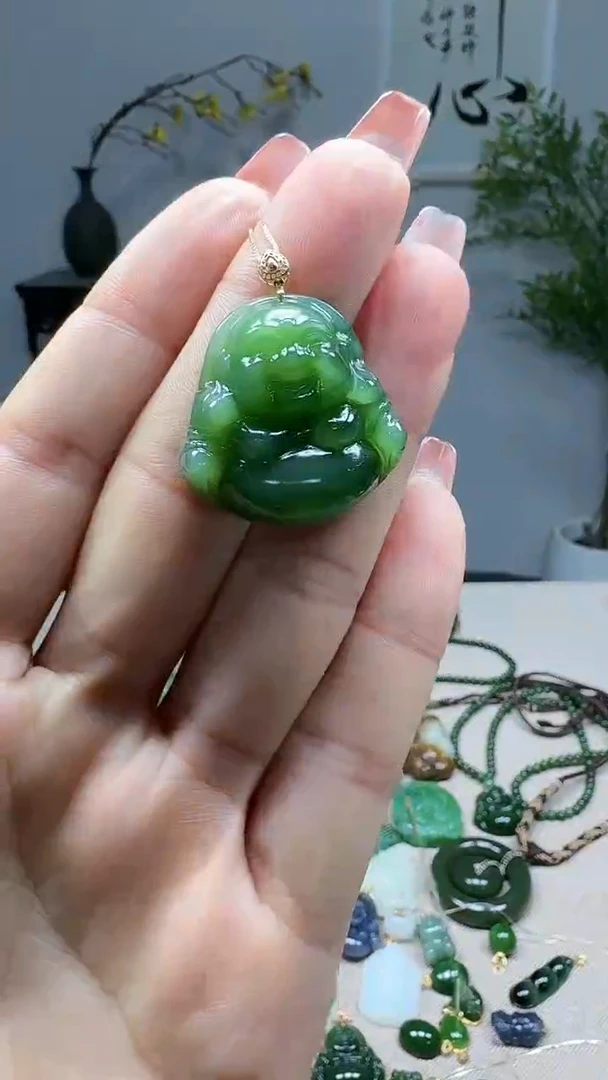 吊坠(不含链)18K金镶嵌和田玉1