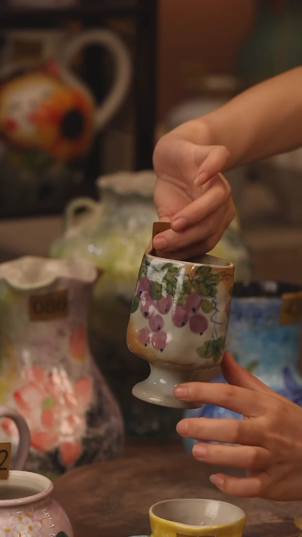 陶瓷195景德镇设计师手作花器摆件侘寂风