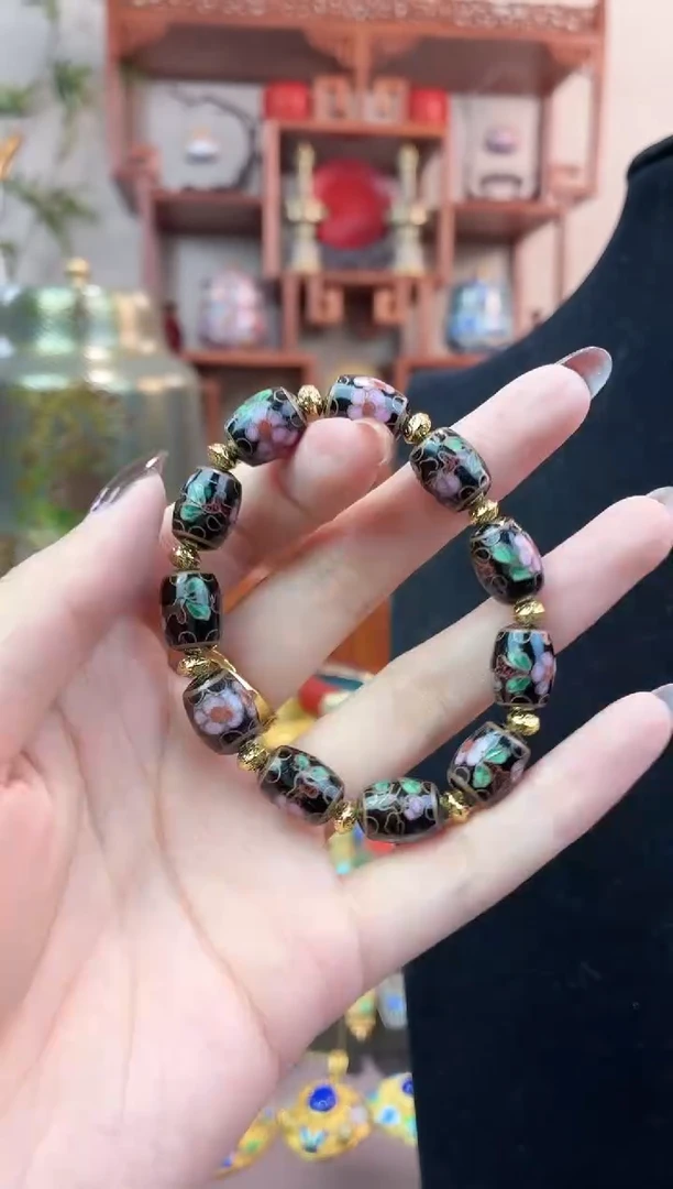 非遗手工景泰蓝鼓珠手串