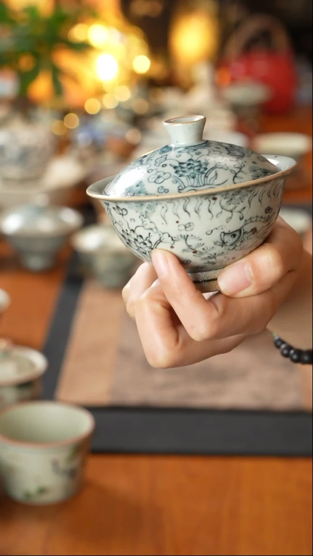 【闪购商品】寒芦窑鱼藻盖碗寒芦窑鱼藻盖碗
