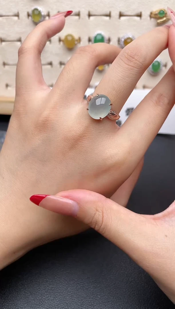 【闪购商品】翡翠戒指银S925镶嵌一物一证一礼盒