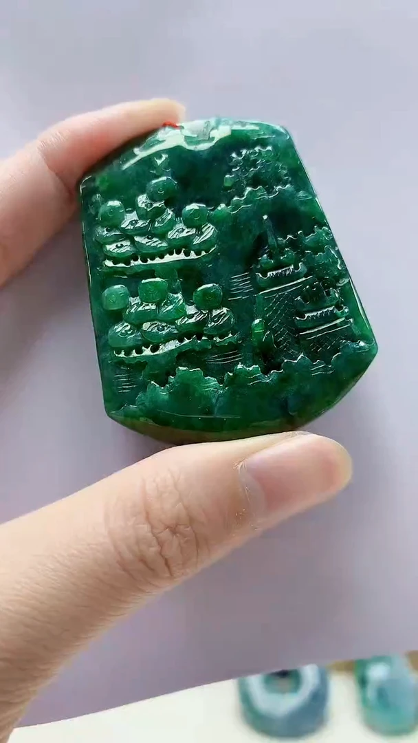 未镶嵌定制翡翠4852zm-毛货挂件山水14