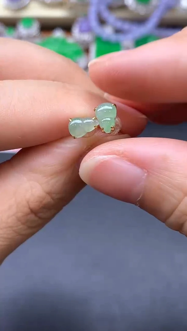 18K金镶嵌翡翠耳饰228-中国好珍宝