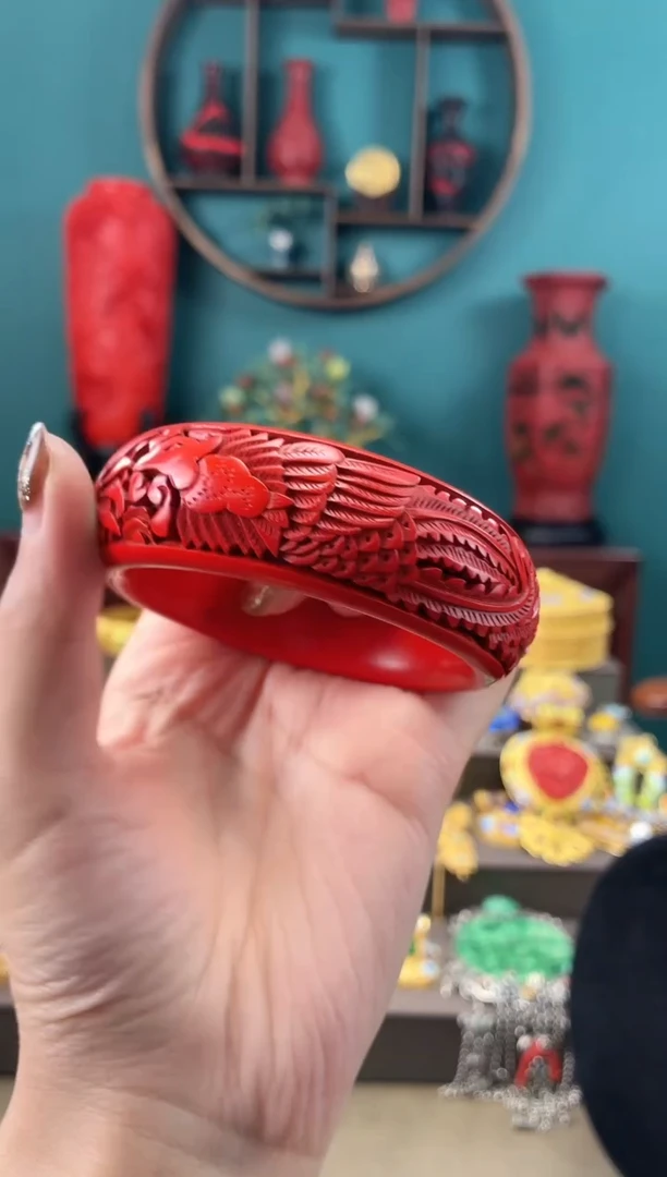 非遗手工雕漆龙凤镯子55-58