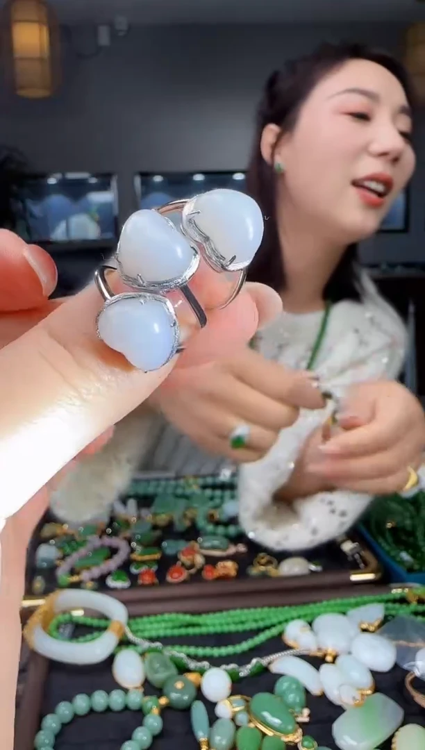 银S925镶嵌戒指和田玉多样性发货拍一发一