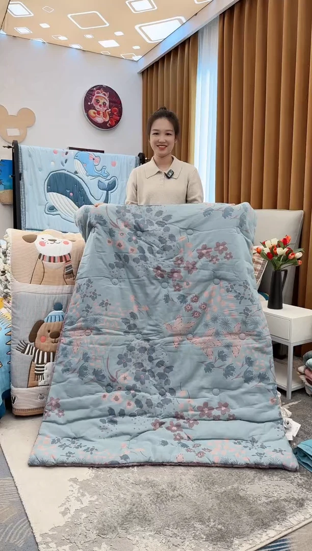 棉花蓝花小被-120x150