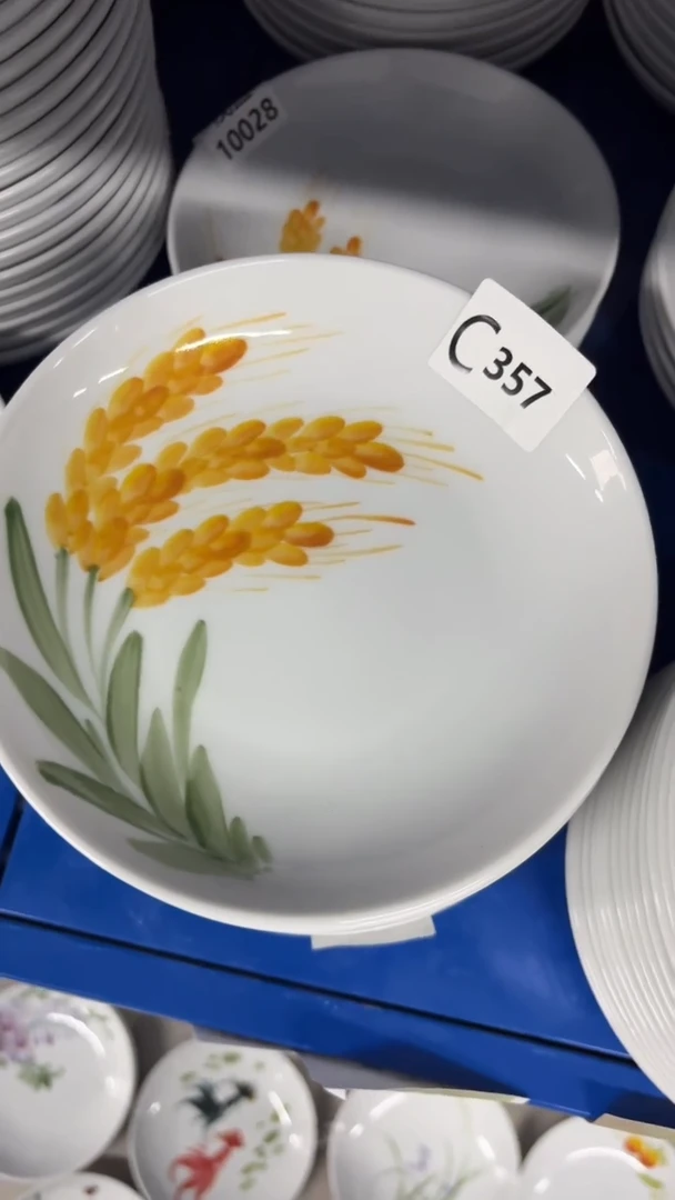 瓷片景德镇高温釉中彩-浅盘（麦穗）