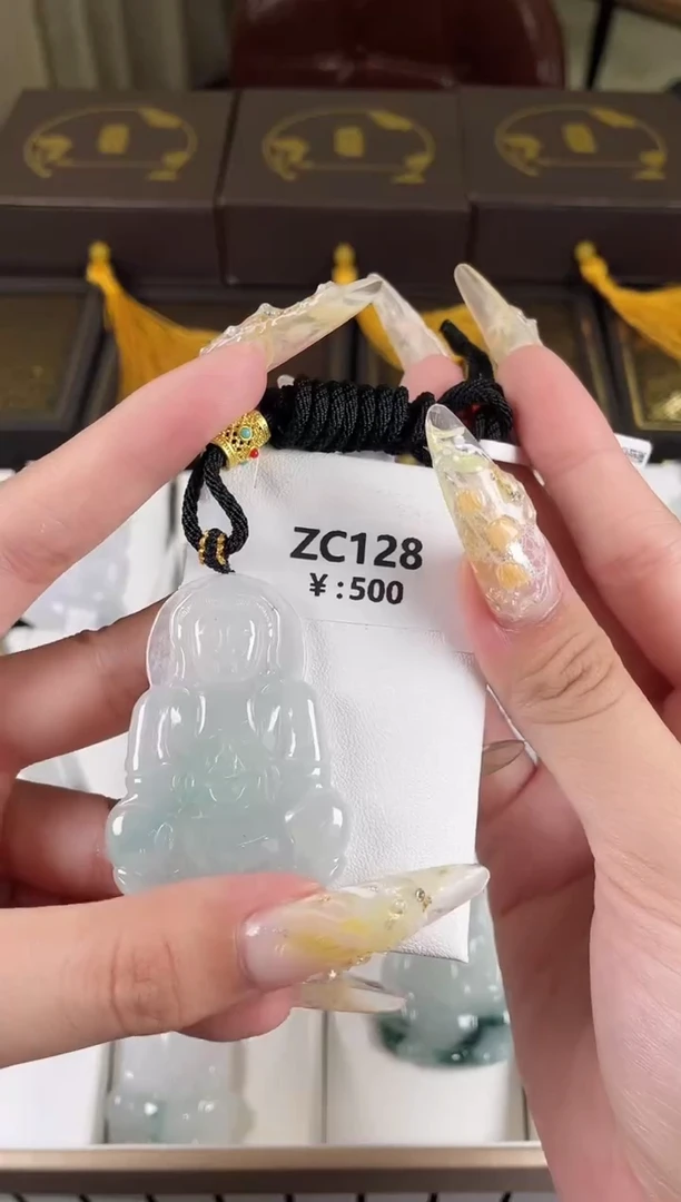 颈饰未镶嵌翡翠ZC128冰观音+孤品+送同款绳子