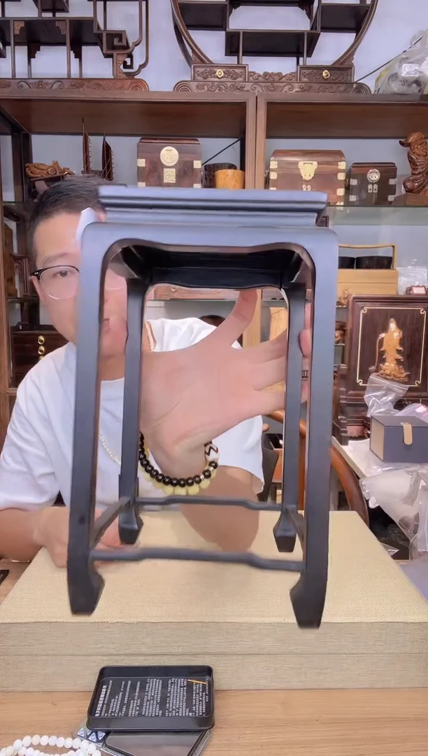 乌木类书架408紫光檀明式花架中号  瑕疵