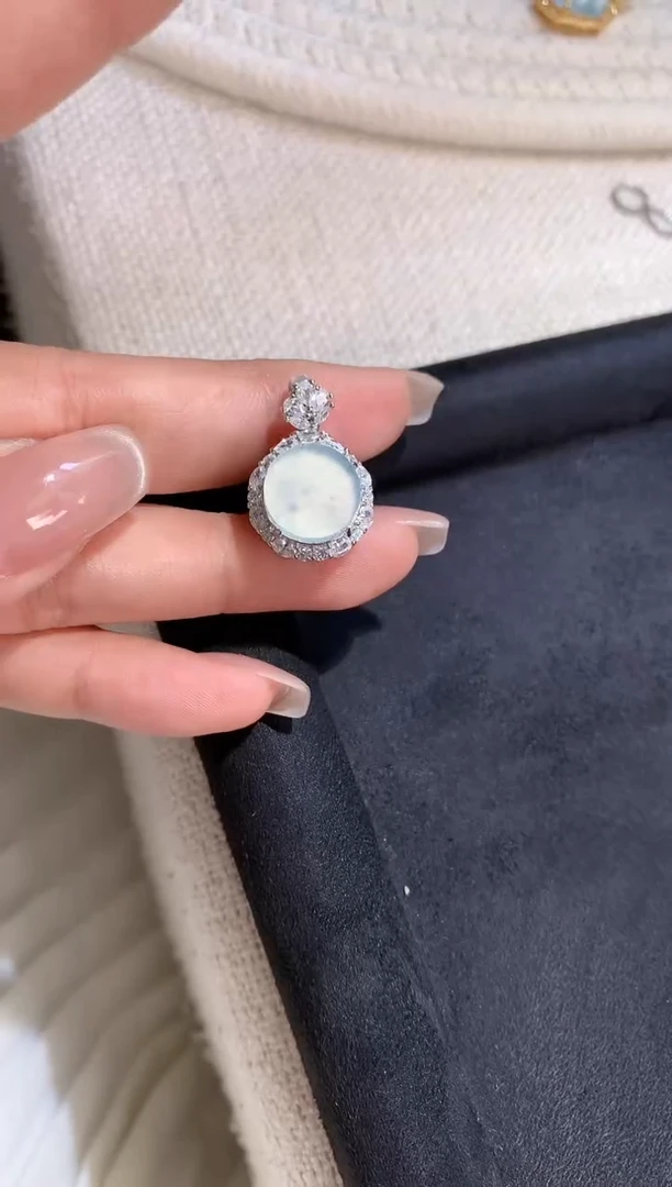 翡翠银S925镶嵌吊坠(不含链)【挽石珠宝】无事牌