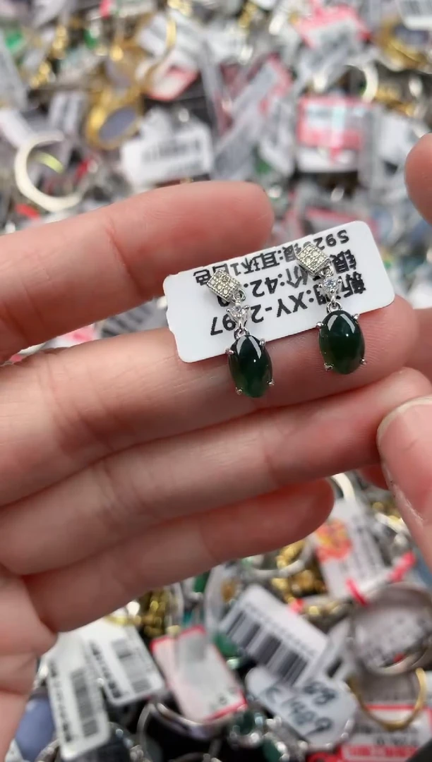 银S925镶嵌戒指翡翠12         8