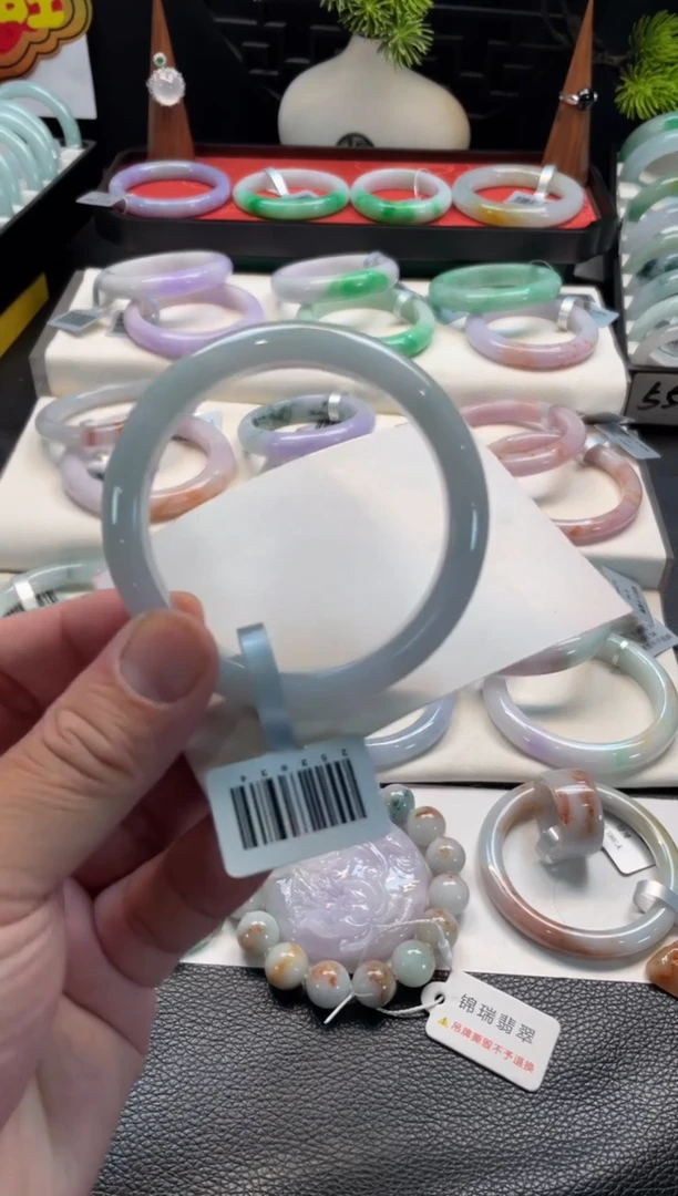 未镶嵌手镯翡翠100号链接 有纹裂56正圈