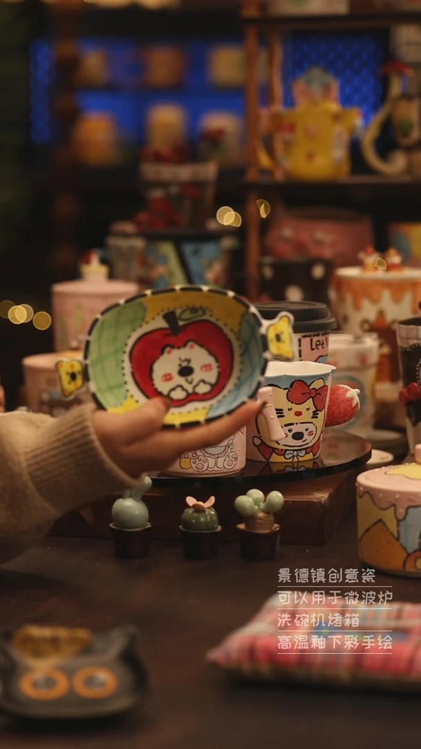 陶瓷景德镇可爱陶瓷釉下彩绘设计师款
