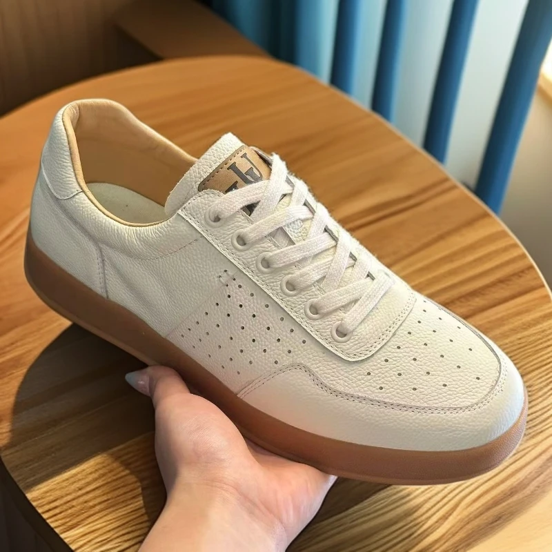 头层牛皮系带透气休闲耐磨防滑休闲皮鞋拉邦上线防臭夏季软底995