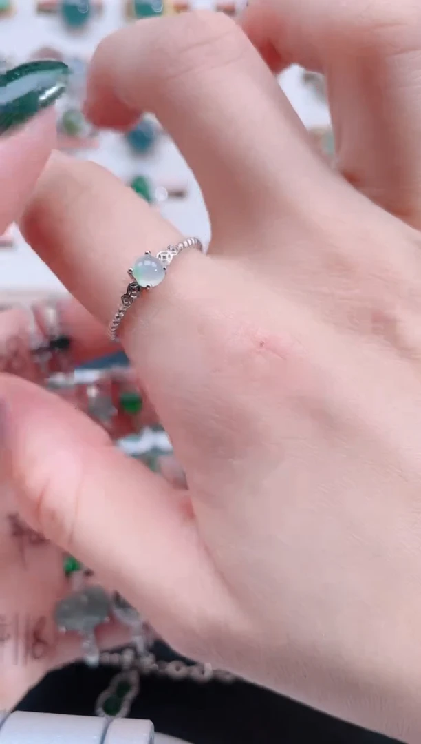 银S925镶嵌戒指翡翠天然翡翠