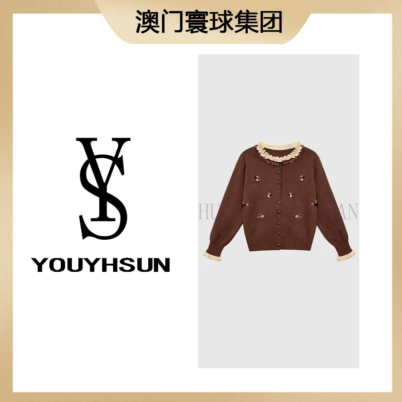 【寰球集团】法式套头保暖宽松型花瓣袖短外套短款秋季拼接针织