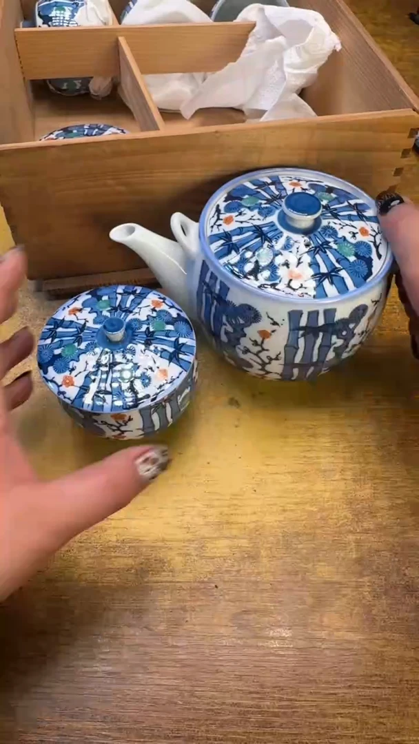 瓷器瓷器瑕疵破破48一壶五盖杯