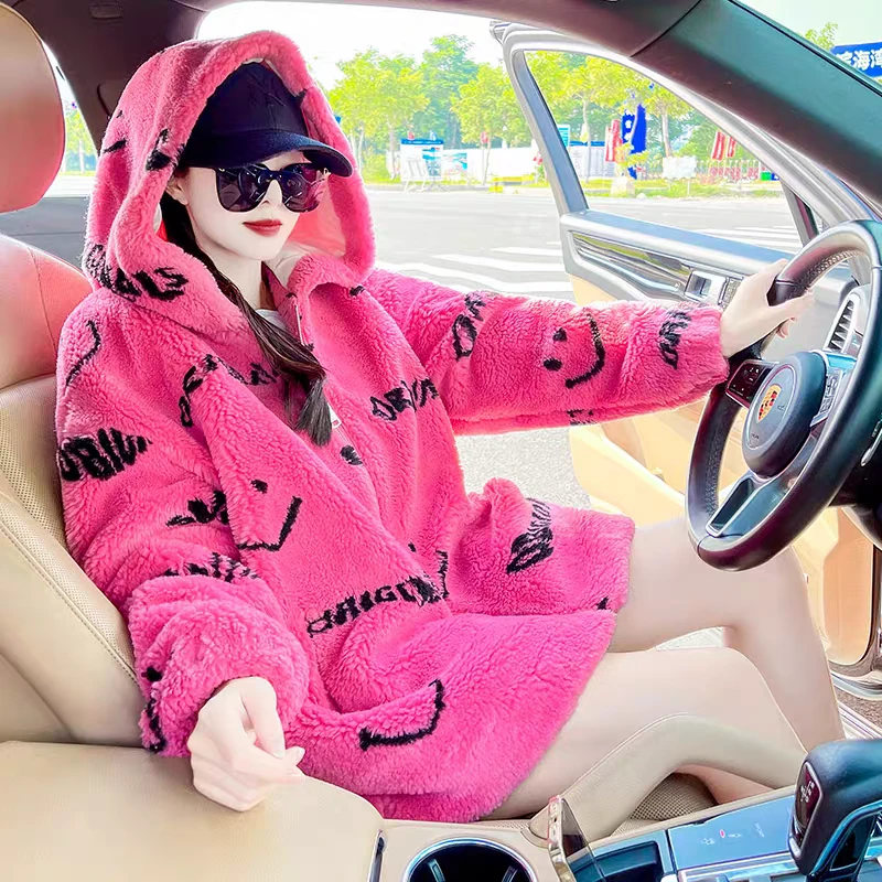 【三七毛】女士羊毛皮毛一体中长款外套休闲冬季保暖百搭时尚