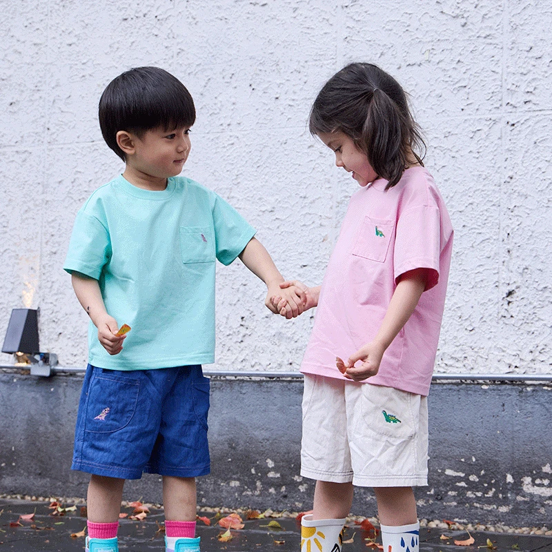 CICIIBEAR/齐齐熊[亲凉棉恐龙T]t恤短袖夏款宝宝半袖粉色Q103023