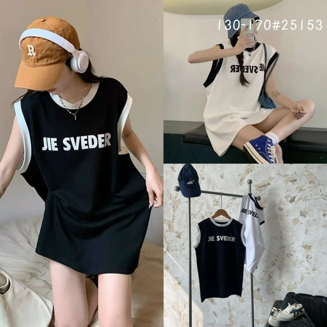 504361 白 韩版精选女童时尚休闲洋气夏季字母无袖T裙