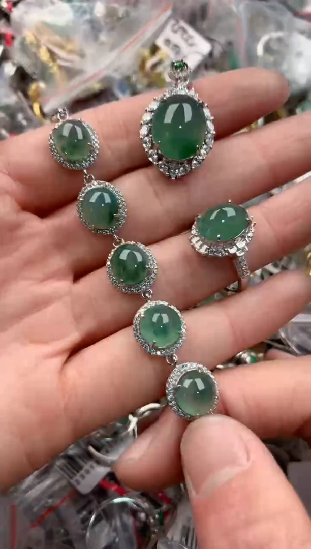 银S925镶嵌戒指翡翠333   9