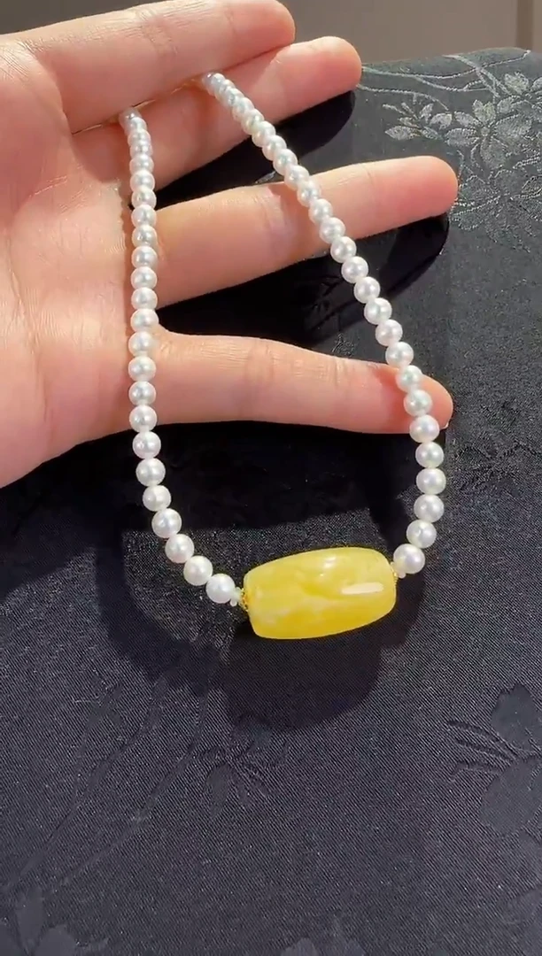 手链蜜蜡18K金镶嵌项链