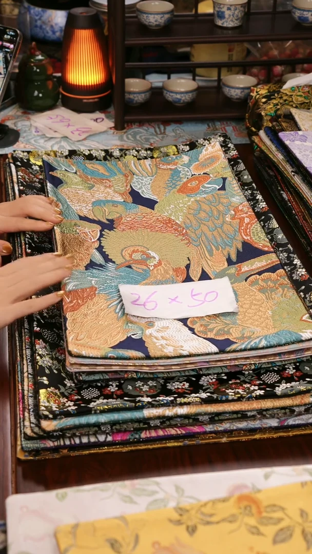 【鹦鹉咖双面】中国风干泡织锦茶席26*50