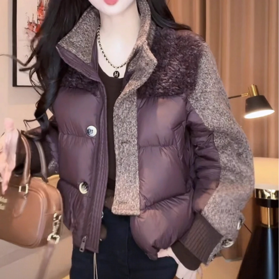 设计感复古拼接保暖棉服女2025冬季新款轻奢百搭减龄小众上衣外套