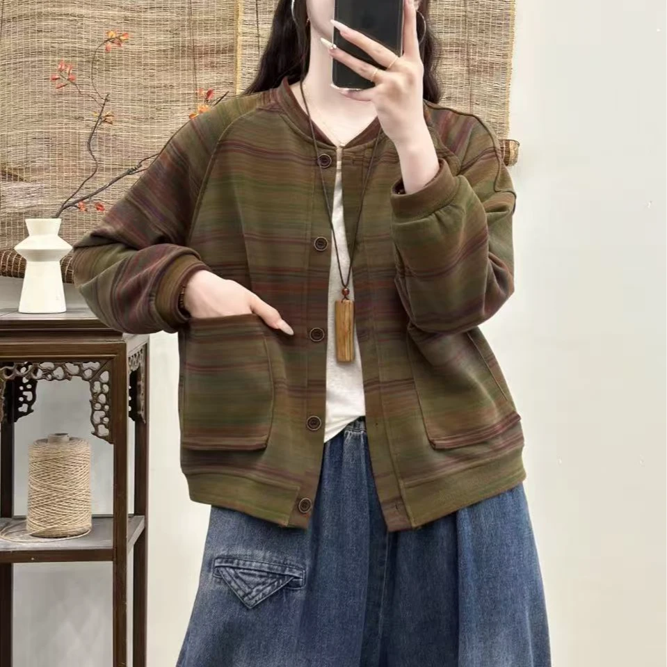 14730新款春秋减龄休闲时尚印花外套