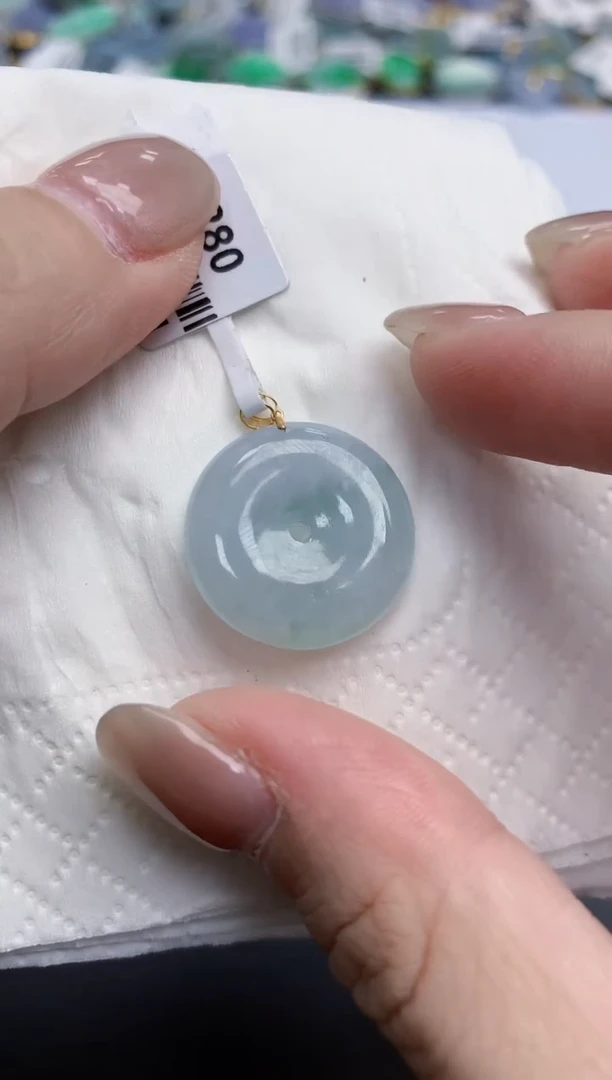 【闪购商品】翡翠颈饰18K金镶嵌天然缅甸翡翠A货