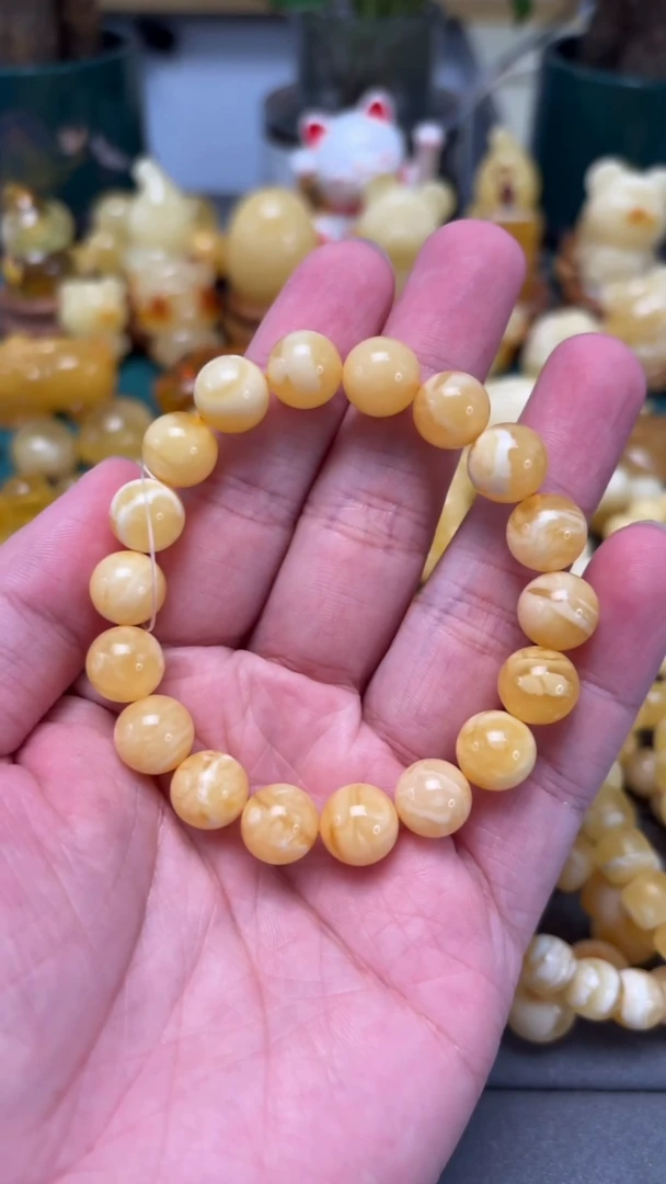 手串琥珀未镶嵌p28精品俄料妖花手串 12.26克 10+mm