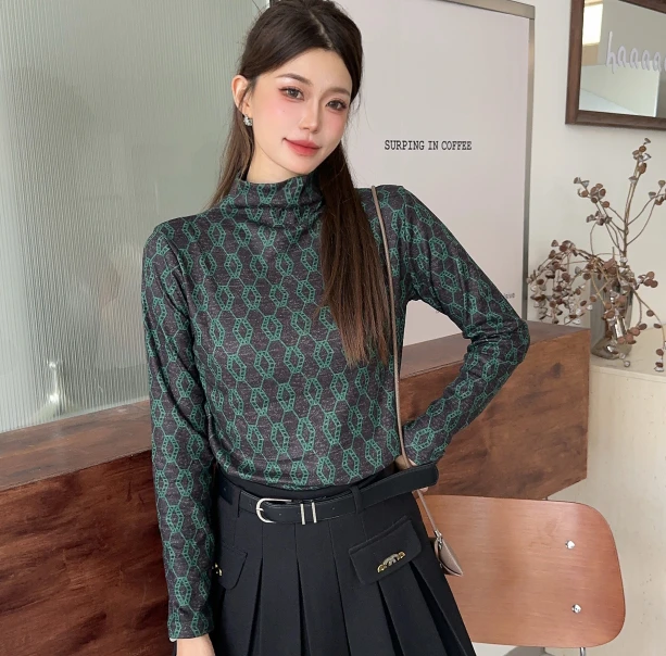 【绿色点】半高领德绒阳离子发热保暖打底衫时尚百搭保暖时尚减龄