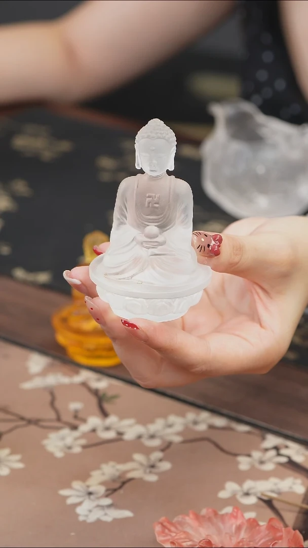 手工艺品琉璃白色药师佛茶宠摆件