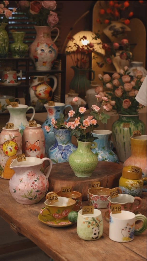 陶瓷景德镇设计师手作花器摆件侘寂风393