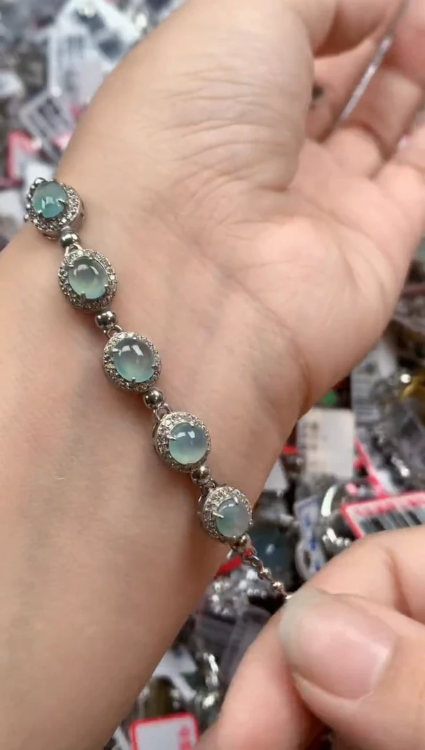 银S925镶嵌戒指翡翠天然A货缅甸翡翠