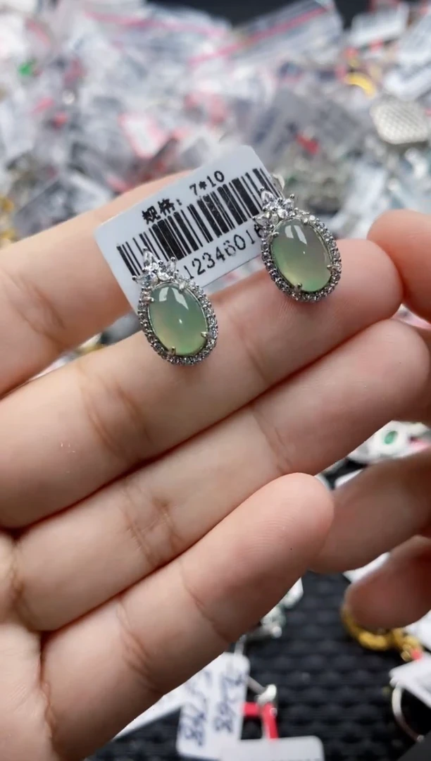 翡翠戒指银S925镶嵌3333---6