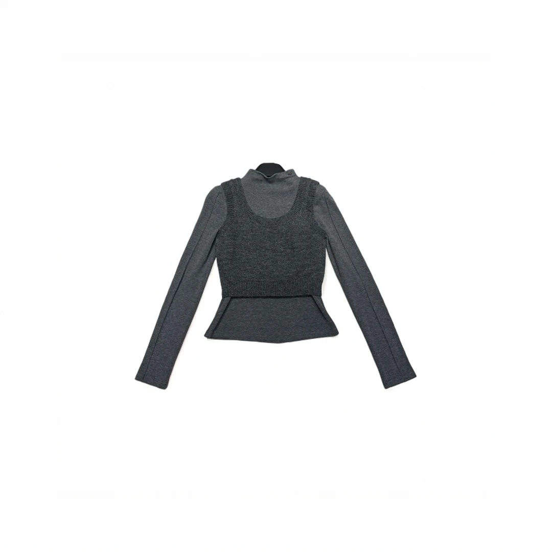 【MISS BEAR DESIGN】半高领T恤马甲修身两件套