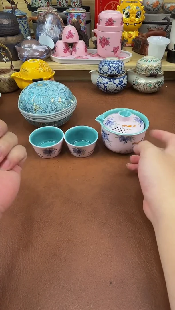 陶瓷茶具摆件旅行套组