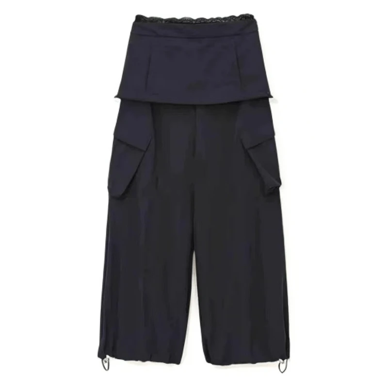 【VIINS】AVVENN25SS春季新款工装蕾丝腰边百搭休闲裤1075