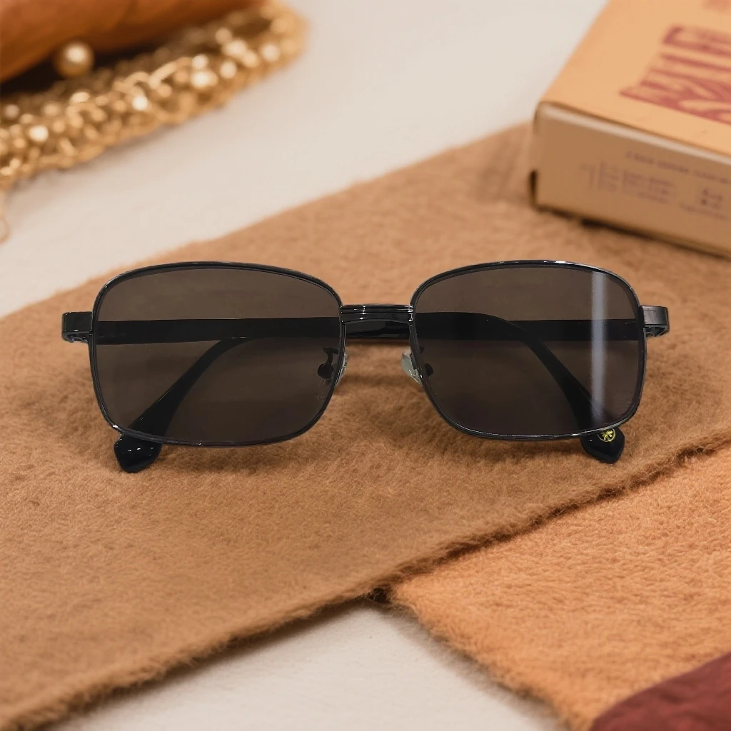 全镜框天然石茶色眼镜